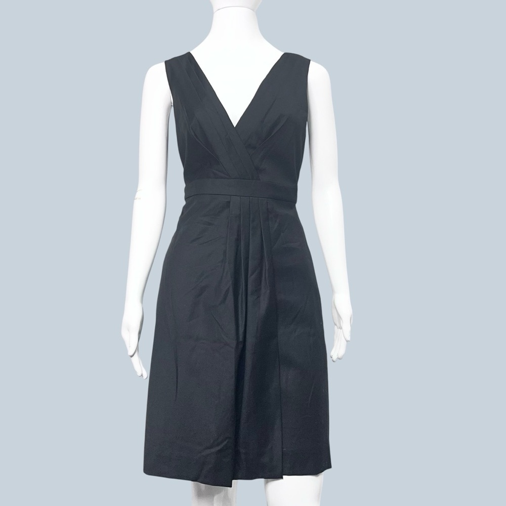 NWT J.Crew Surplice V-Neck Pleated Sleeveless Sheath Dress Black Wool Size 6